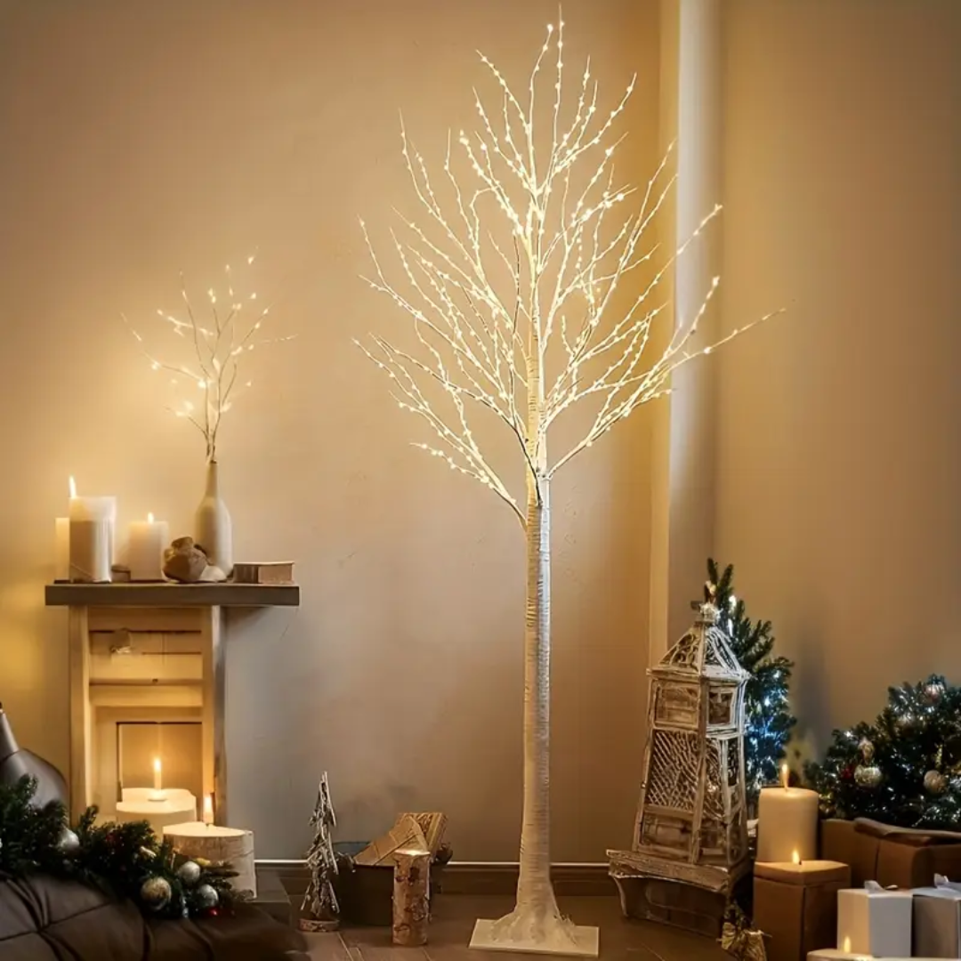 Árvore de Natal LED com Ramos de Bétula Brancos Luminosos