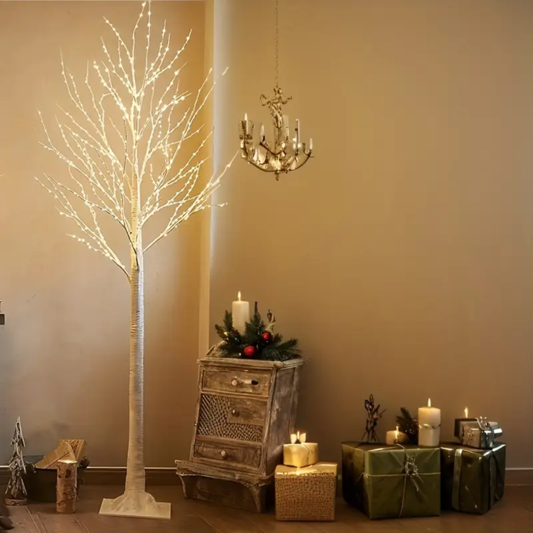 Árvore de Natal LED com Ramos de Bétula Brancos Luminosos