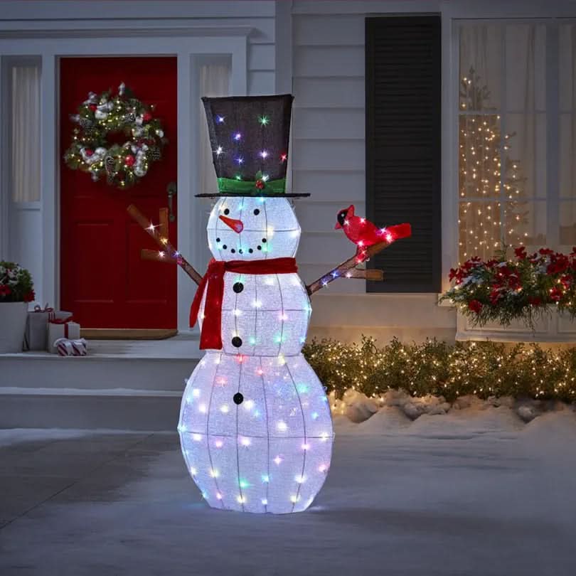 Boneco de Neve Cintilante com 100 LEDs Multicoloridos – 1,82 m