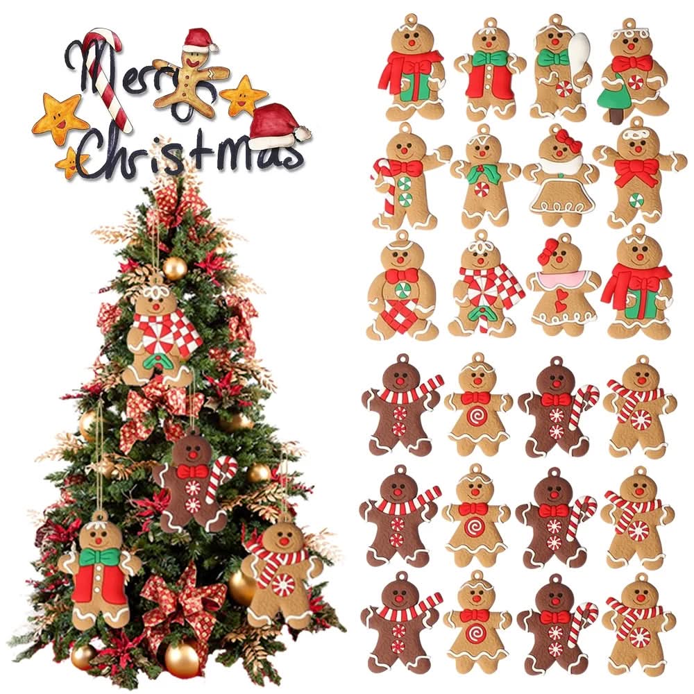 Decoração de árvore de Natal Pingente Gingerbread Man 25 Peças