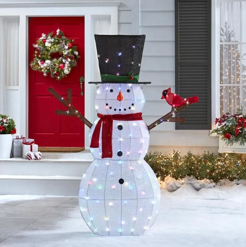Boneco de Neve Cintilante com 100 LEDs Multicoloridos – 1,82 m