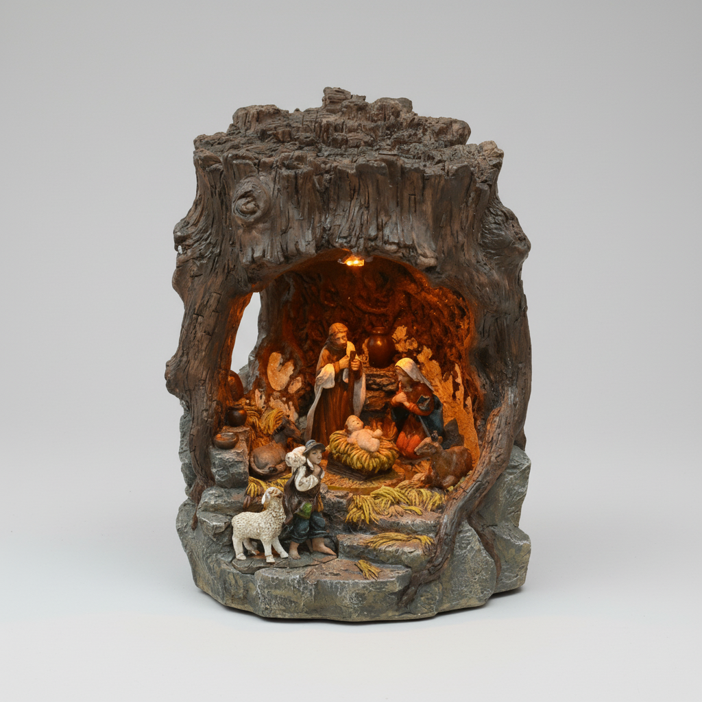 Cenário Vila Natalina Presépio na Pedra com Luz