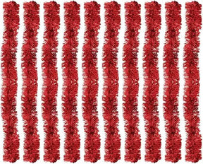 Kit 10 Festão Metalizado 7 Fitas 5cm X 2 Metros Decoração Natalina Enfeite Natal Festa (Vermelho)