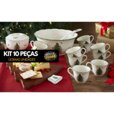Kit 10 Peças de Porcelana - Estampa Árvore de Natal