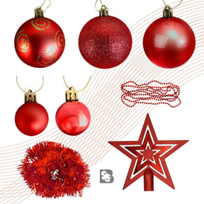 Kit 44 Enfeites Para Árvore de Natal Estrela Bolas Festão Cordão Pérolas Decoração Natalina