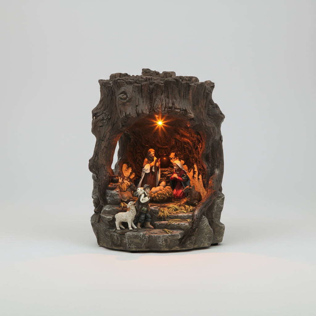 Cenário Vila Natalina Presépio na Pedra com Luz